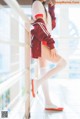 Coser @ 桜 桃 喵 Vol.091: 红色 体操服 (44 photos)